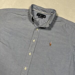 Ralph Lauren Shirt Mens XL Blue Classic Fit Short Sleeve Button Down Oxford Pony